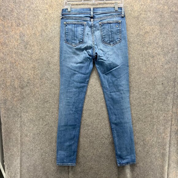 Rag & Bone Jeans Womens 29 Blue Distressed Skinny Denim Intermix Ripped USA - Picture 2 of 10